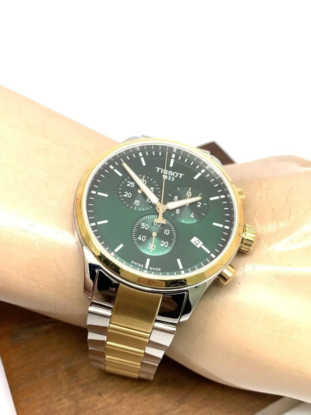 Tissot Men’s Watch Swiss Quartz Chronograph Green Dial Two Tone T1166172209100